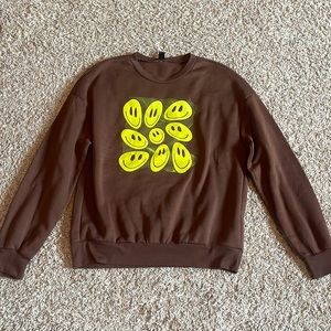 Medium Brown Shein Crewneck with design